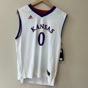 NWT ADIDAS Kansas Jayhawks YOUTH LARGE Basketball Jersey White NCAA
